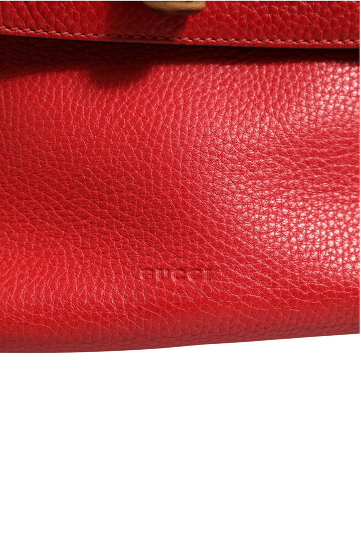 Gucci Red Leather Bamboo Daily Tote Crossbody Bag - RIMODA