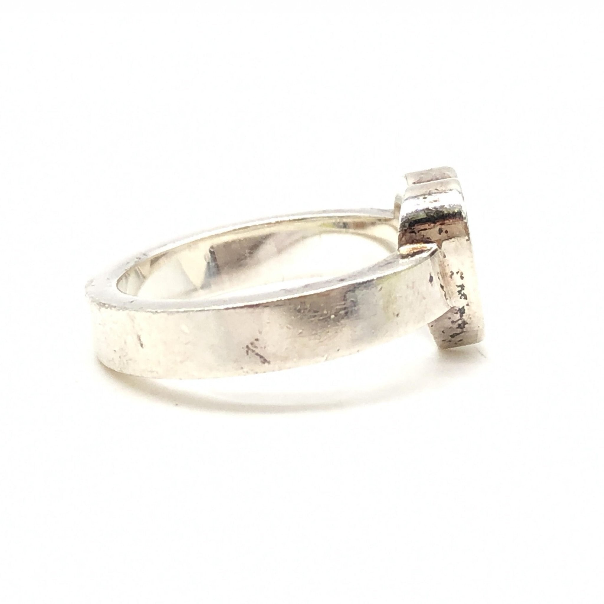 Gucci Sterling Silver Heart Trademark Ring, US Size 5.5 - RIMODA