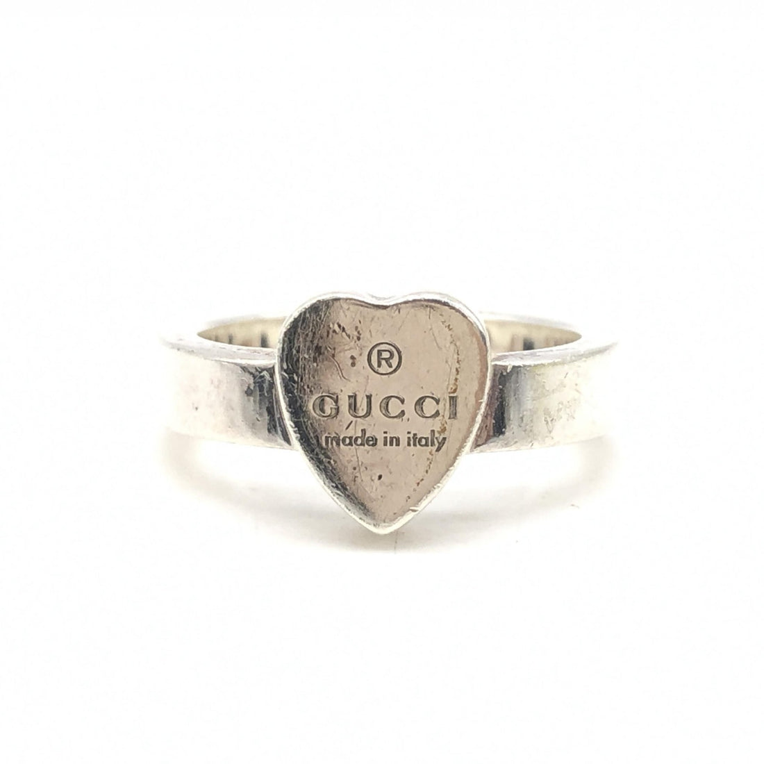 Gucci Sterling Silver Heart Trademark Ring, US Size 5.5 - RIMODA