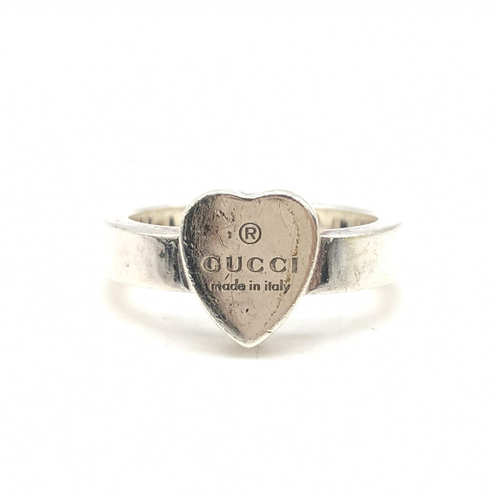 Gucci Sterling Silver Heart Trademark Ring, US Size 5.5 - RIMODA
