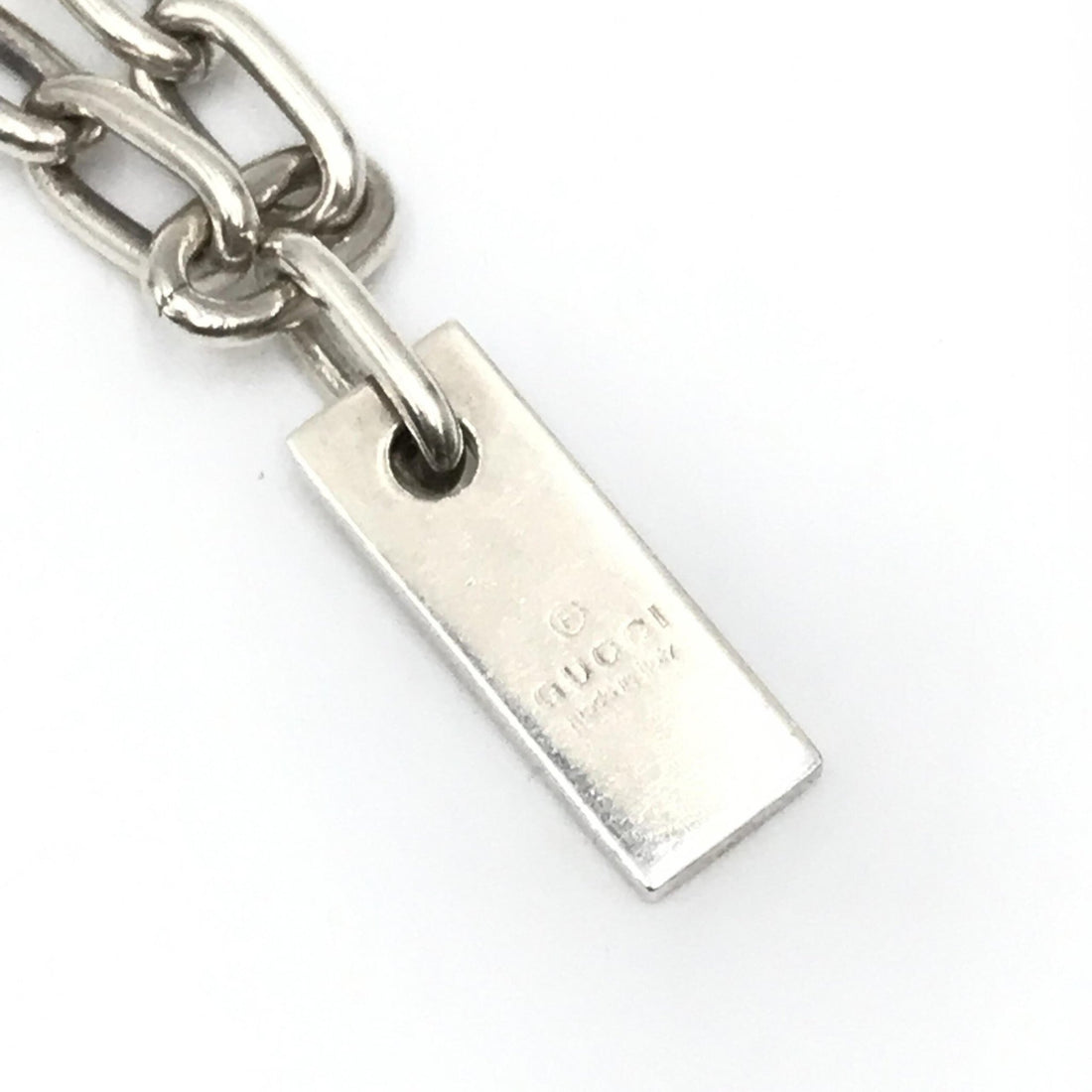 Gucci Sterling Silver Logo Plate Chain Bracelet - RIMODA