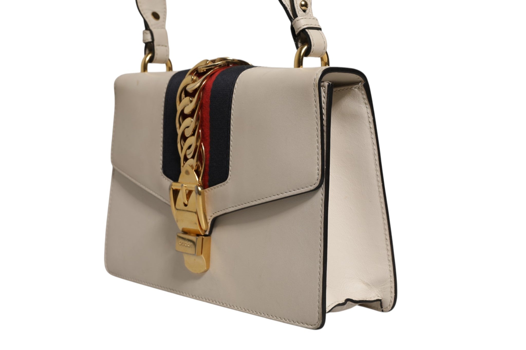 Gucci White Calfskin Leather Sylvie Crossbody Bag - RIMODA
