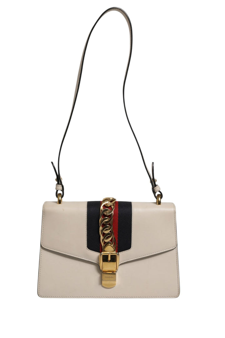 Gucci White Calfskin Leather Sylvie Crossbody Bag - RIMODA