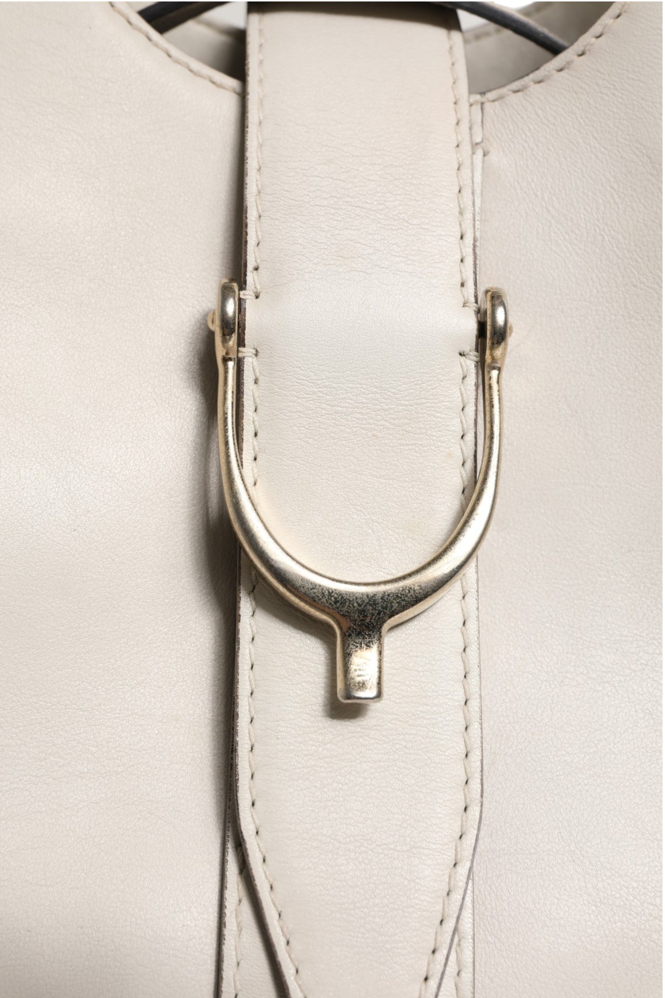 Gucci White Leather Stirrup Top Handle Bag - RIMODA