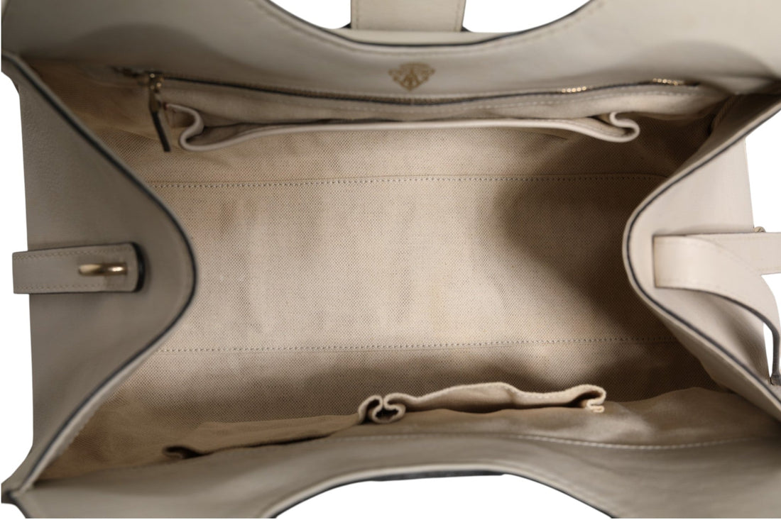 Gucci White Leather Stirrup Top Handle Bag - RIMODA