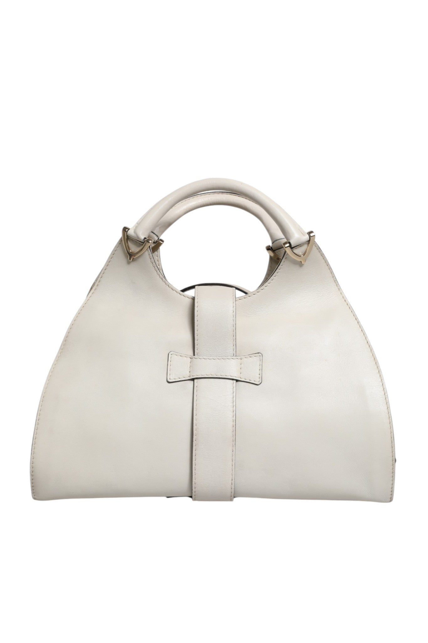 Gucci White Leather Stirrup Top Handle Bag - RIMODA