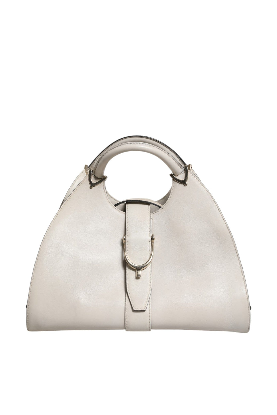 Gucci White Leather Stirrup Top Handle Bag - RIMODA