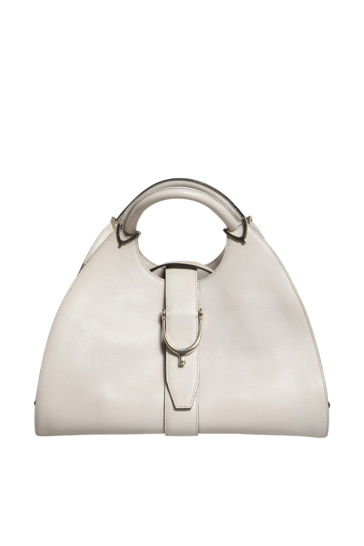 Gucci White Leather Stirrup Top Handle Bag - RIMODA