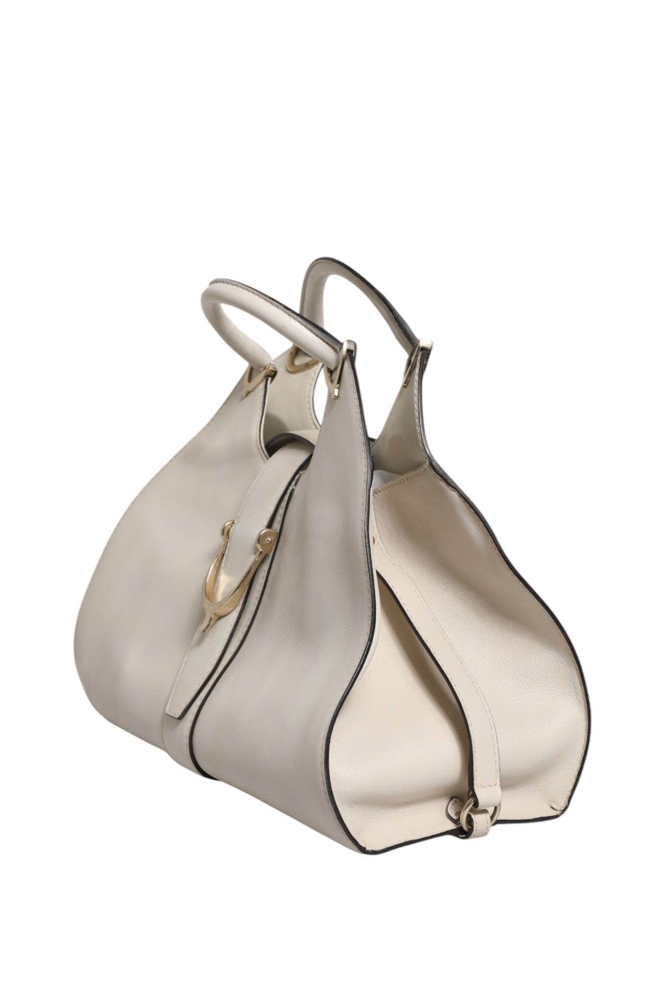Gucci White Leather Stirrup Top Handle Bag - RIMODA
