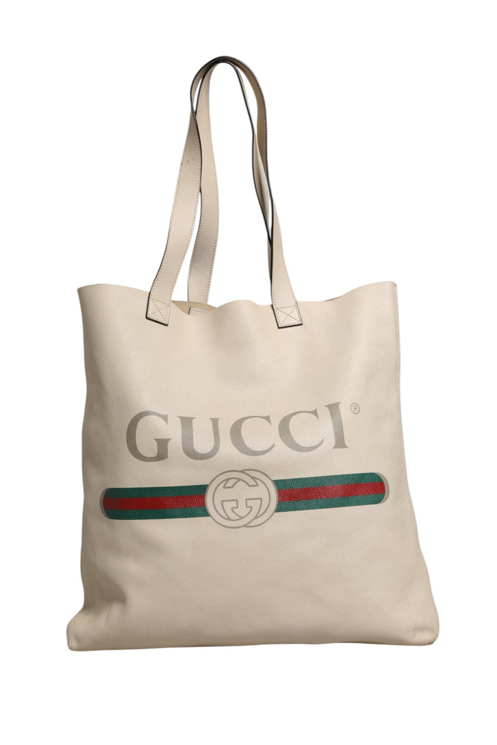 Gucci White Web Sherry Logo Print Tote Bag - RIMODA