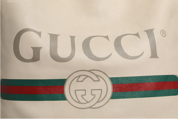 Gucci White Web Sherry Logo Print Tote Bag - RIMODA