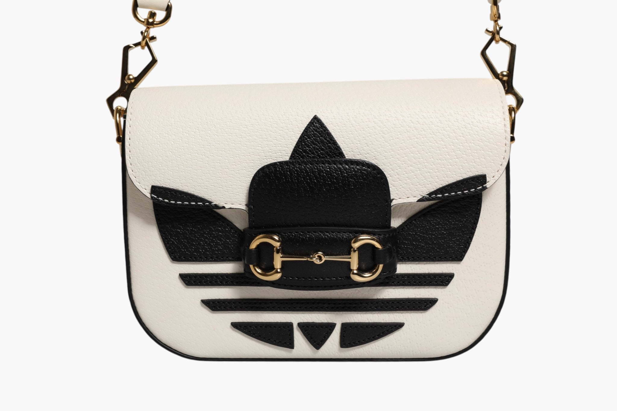Gucci x Adidas Horsebit 1955 White Black Calfskin Leather Shoulder Bag - RIMODA