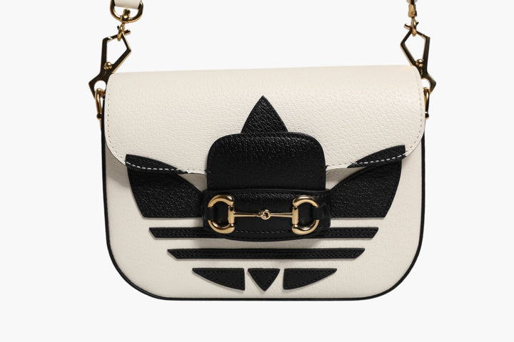 Gucci x Adidas Horsebit 1955 White Black Calfskin Leather Shoulder Bag - RIMODA