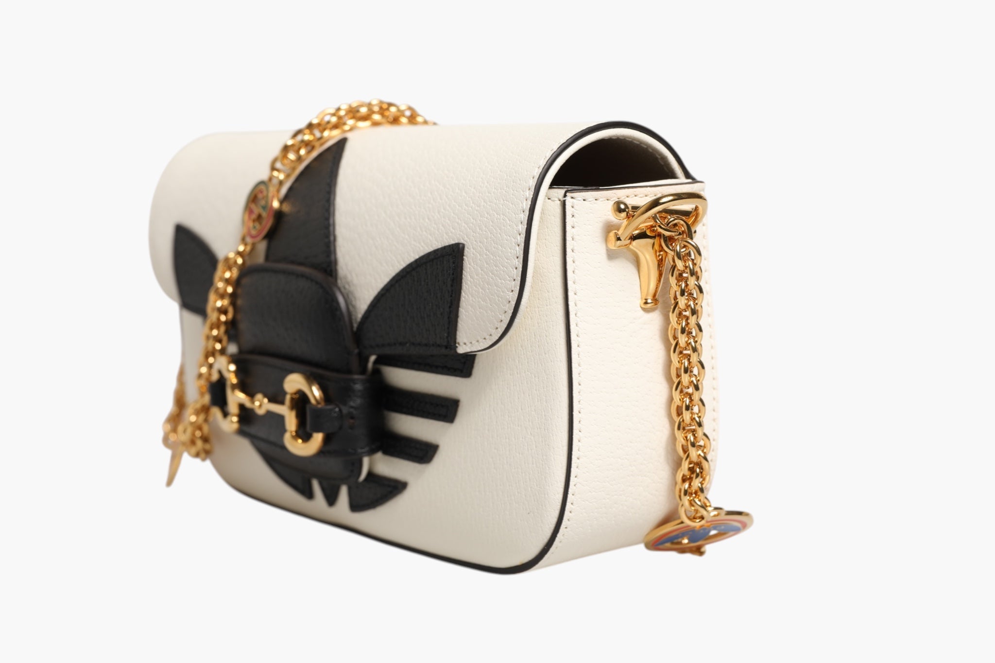 Gucci x Adidas Horsebit 1955 White Black Calfskin Leather Shoulder Bag - RIMODA