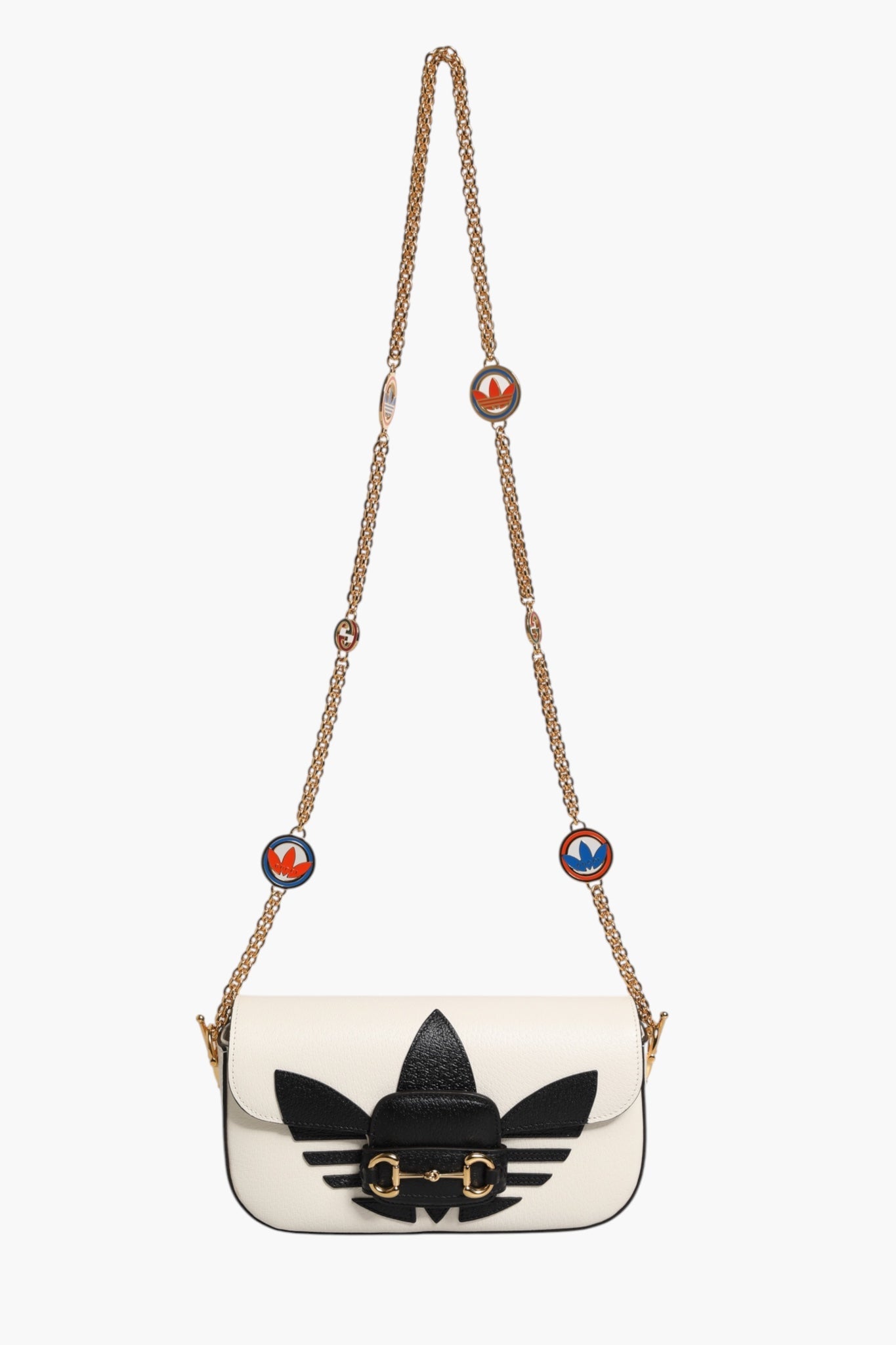 Gucci x Adidas Horsebit 1955 White Black Calfskin Leather Shoulder Bag - RIMODA