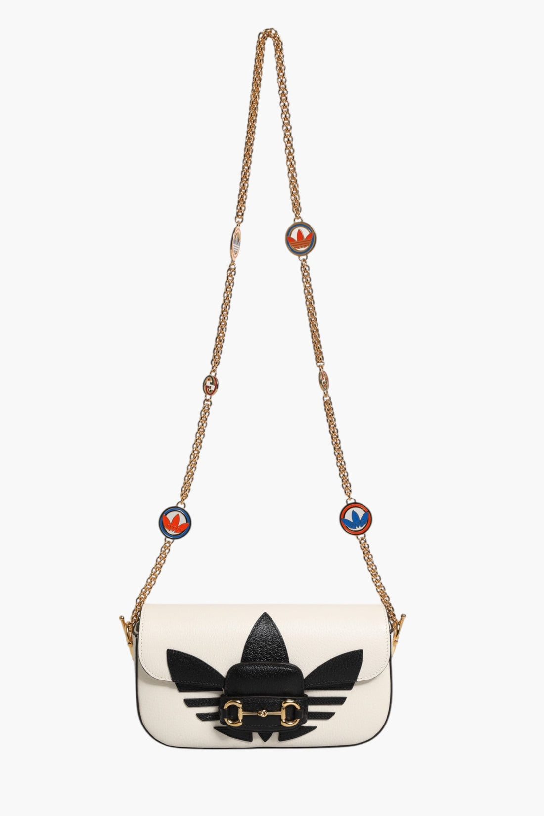 Gucci x Adidas Horsebit 1955 White Black Calfskin Leather Shoulder Bag - RIMODA