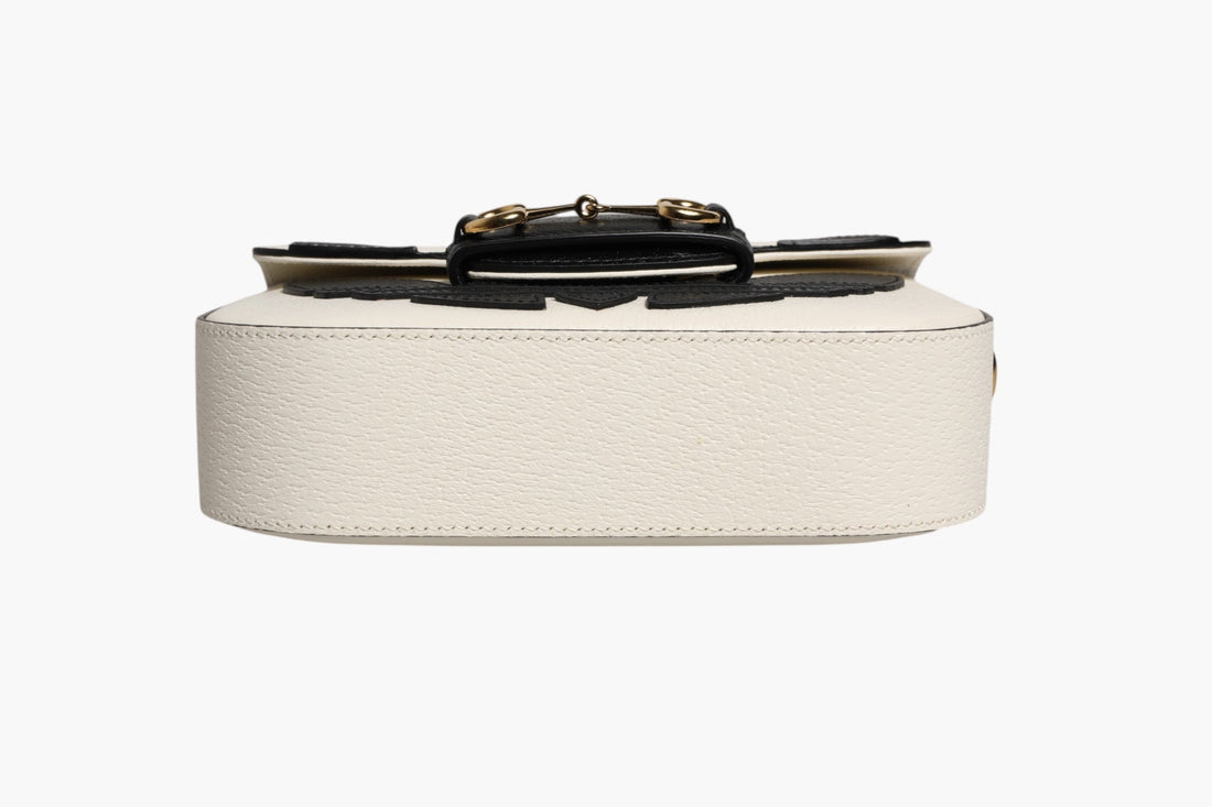 Gucci x Adidas Horsebit 1955 White Black Calfskin Leather Shoulder Bag - RIMODA