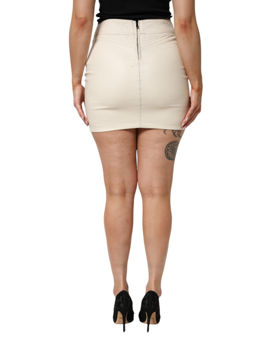 Guess Beige Faux Leather Quilted Mini High Waist Women Skirt - RIMODA