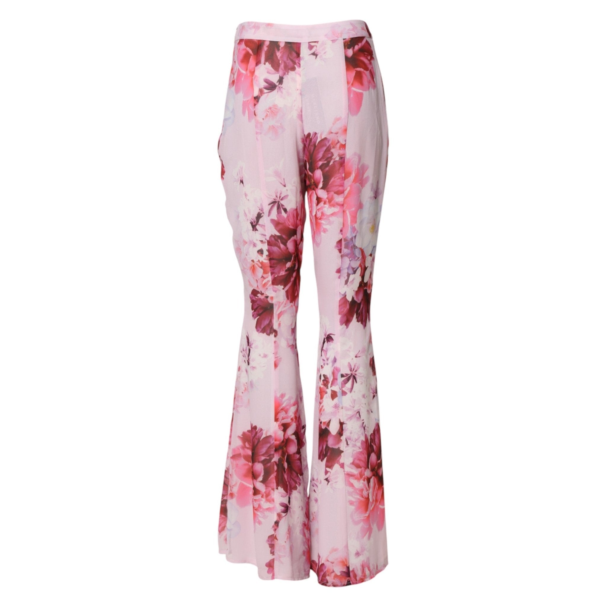 Guess By Marciano Pink Floral Flared High Waist Trouser Pants - RIMODA