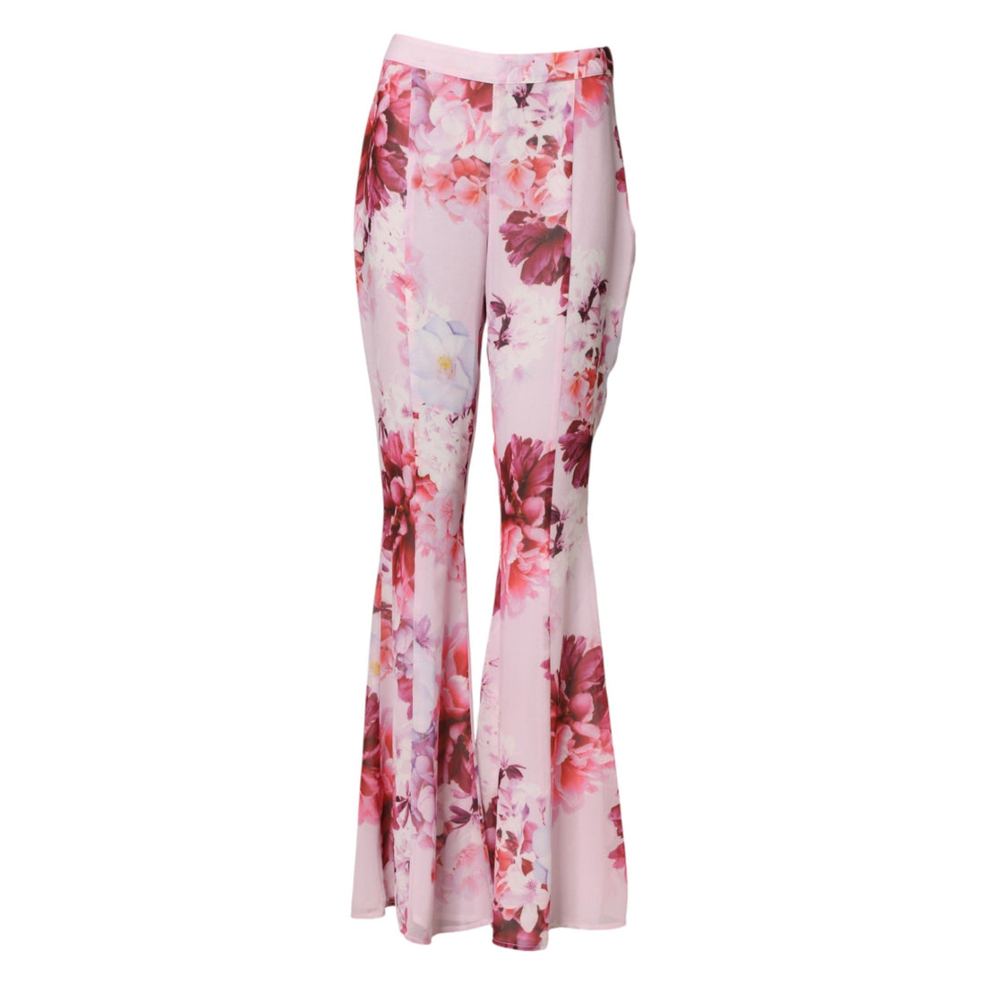 Guess By Marciano Pink Floral Flared High Waist Trouser Pants - RIMODA