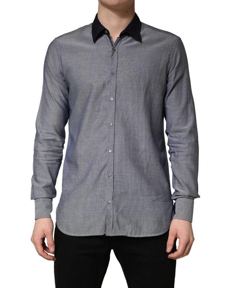 Hamaki - Ho Dark Blue Cotton Long Sleeves Collared Dress Formal Shirt - RIMODA
