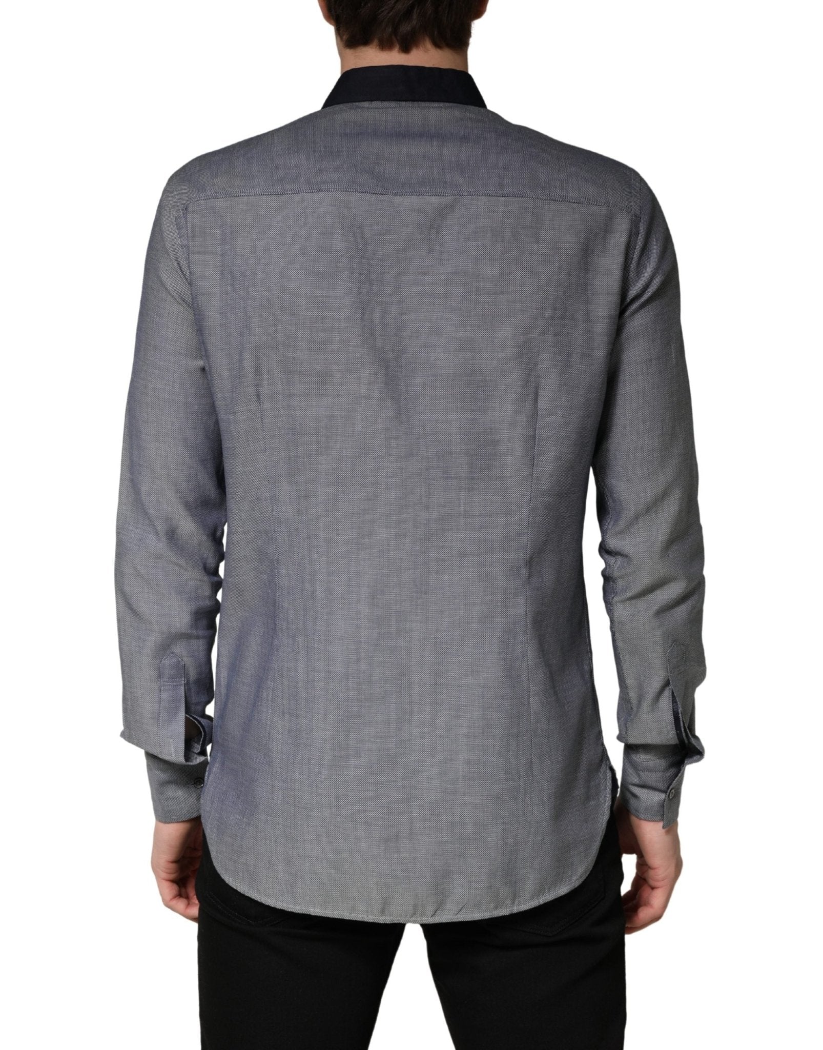 Hamaki - Ho Dark Blue Cotton Long Sleeves Collared Dress Formal Shirt - RIMODA