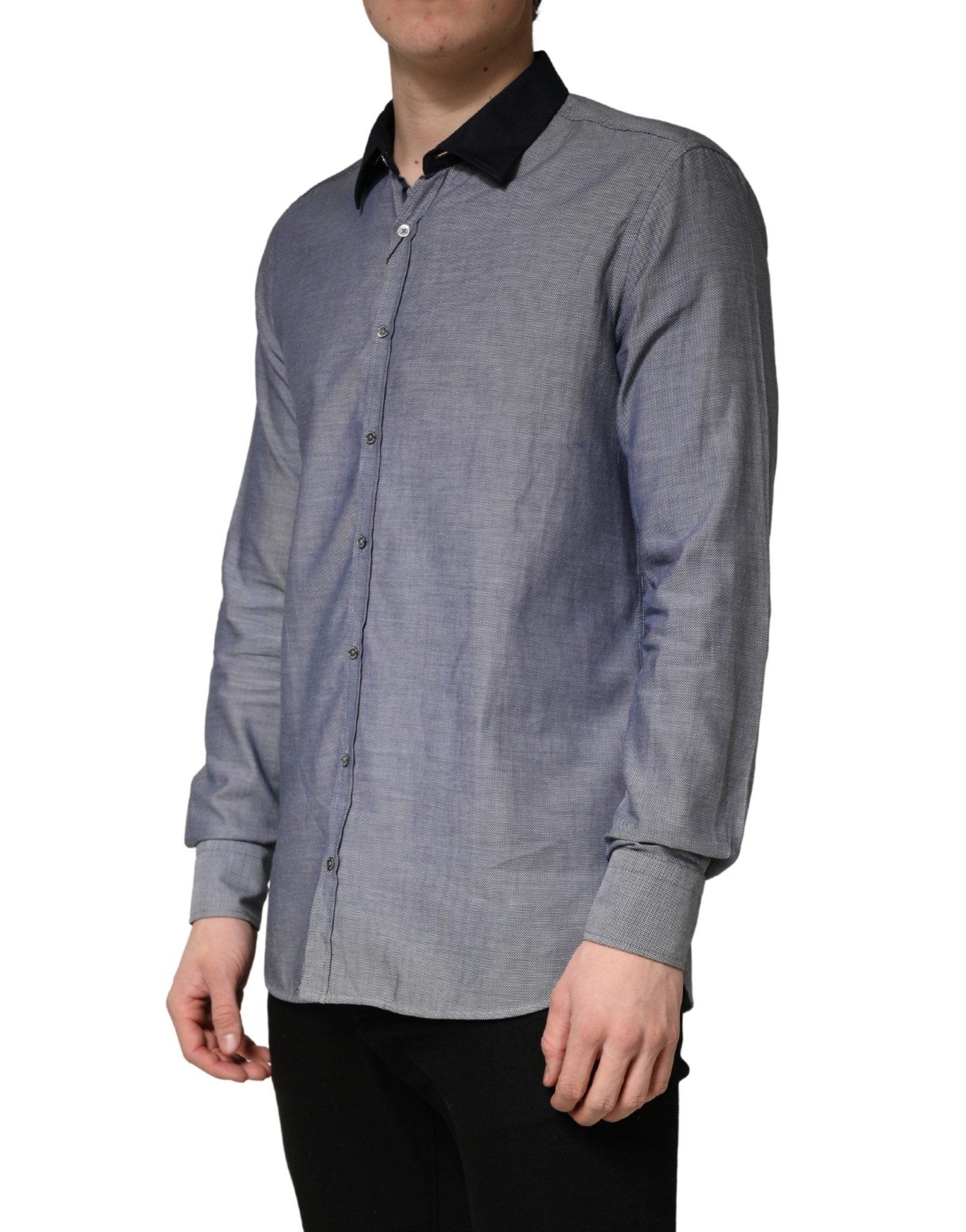 Hamaki - Ho Dark Blue Cotton Long Sleeves Collared Dress Formal Shirt - RIMODA