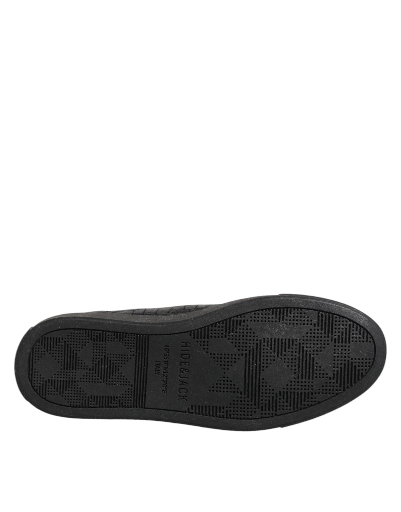 HIDE & JACK Black Leather Lace Up Mid Top Sneakers Shoes - RIMODA