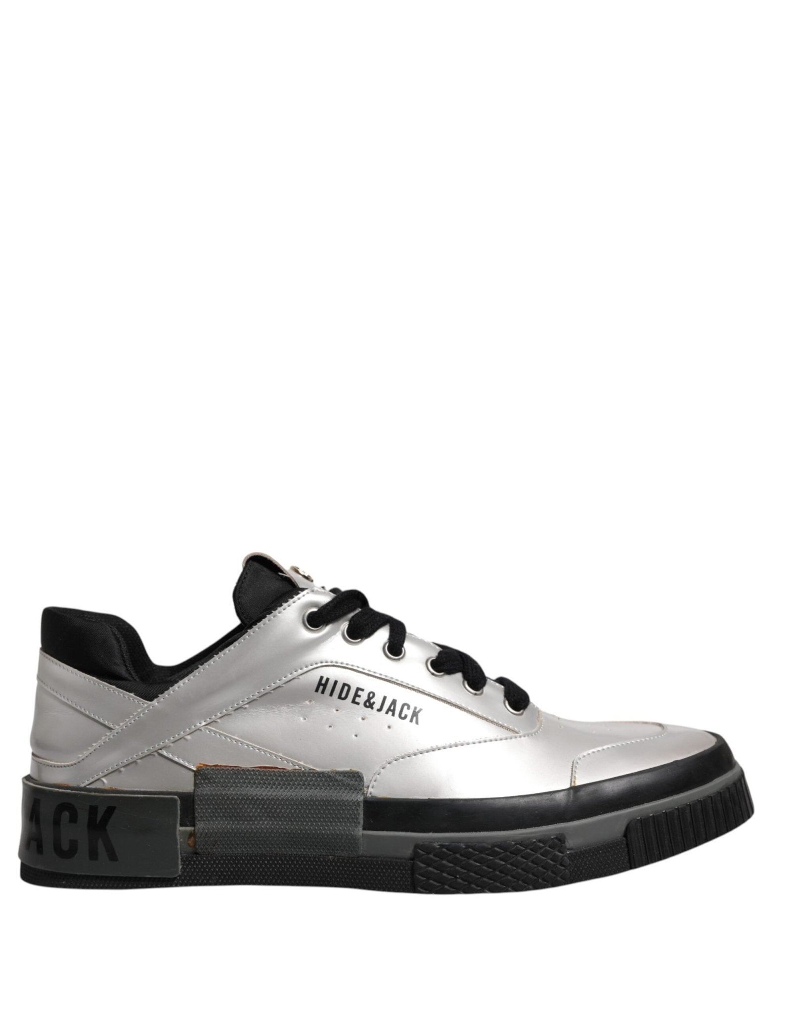 HIDE & JACK Metallic Silver Low Top Lace Up Sneakers Shoes - RIMODA