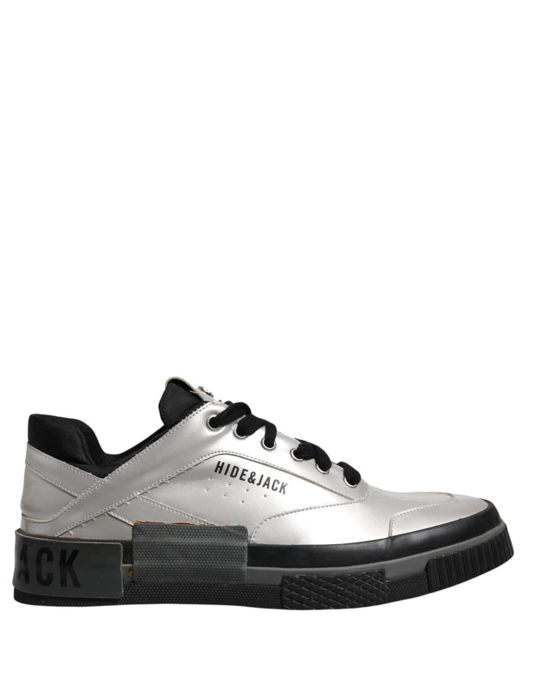 HIDE & JACK Metallic Silver Low Top Lace Up Sneakers Shoes - RIMODA