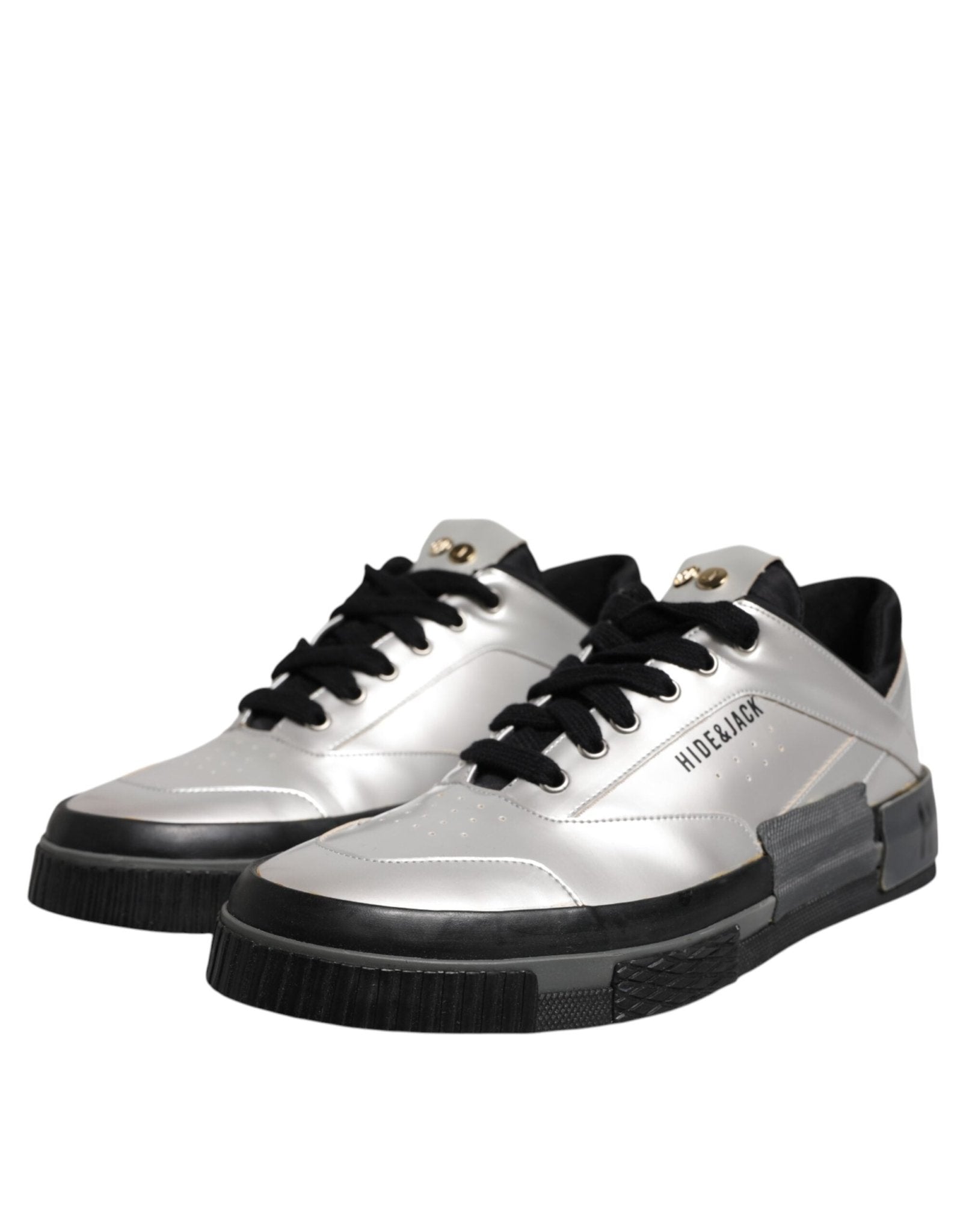 HIDE & JACK Metallic Silver Low Top Lace Up Sneakers Shoes - RIMODA