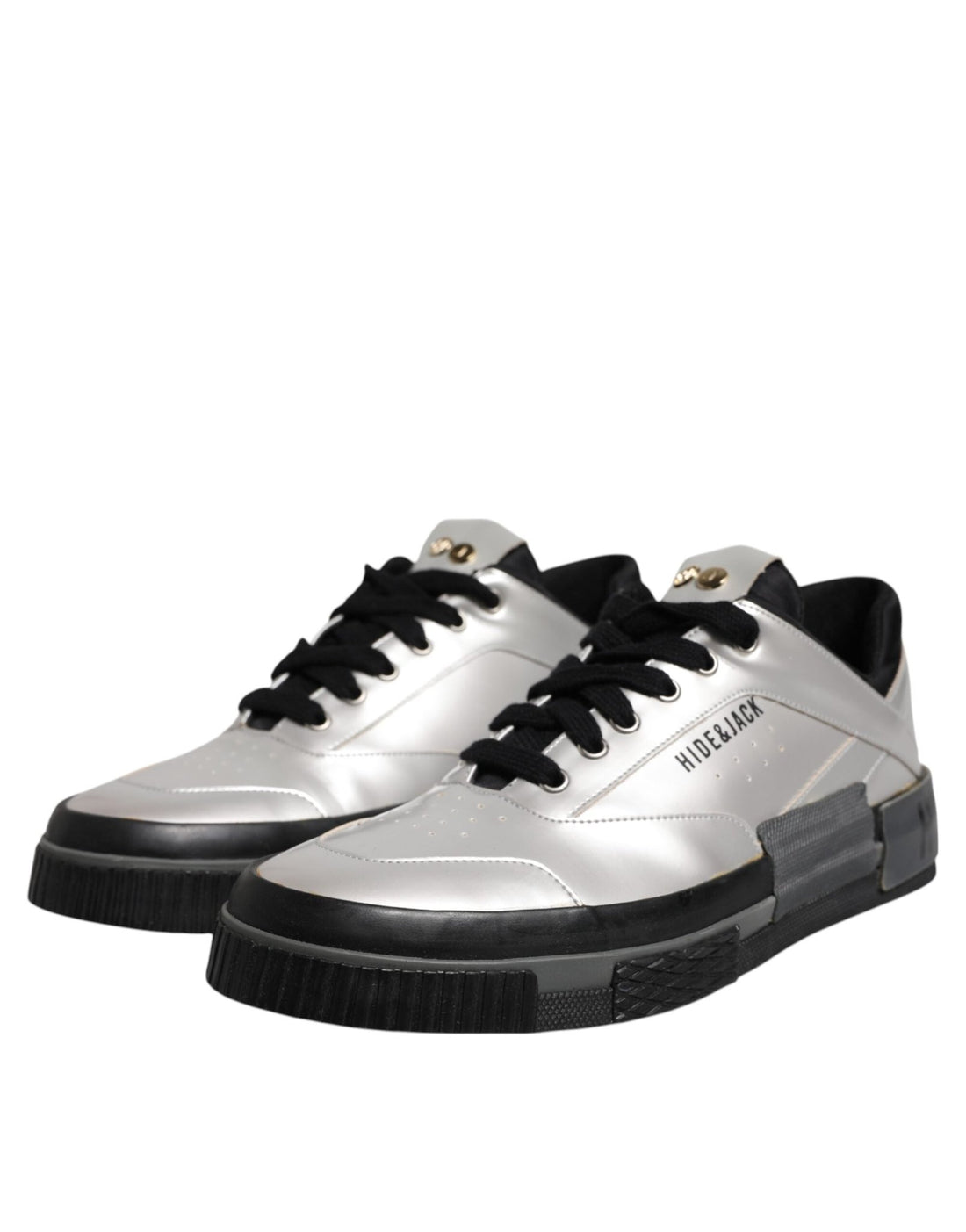 HIDE & JACK Metallic Silver Low Top Lace Up Sneakers Shoes - RIMODA