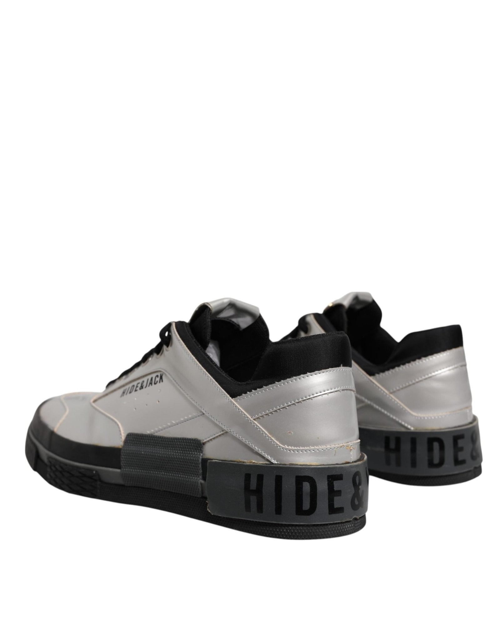 HIDE & JACK Metallic Silver Low Top Lace Up Sneakers Shoes - RIMODA