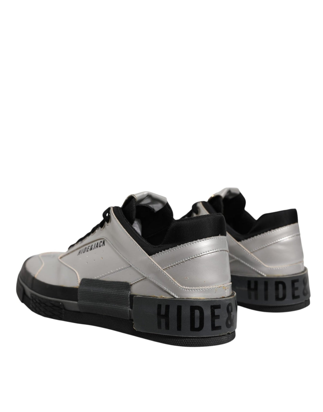 HIDE & JACK Metallic Silver Low Top Lace Up Sneakers Shoes - RIMODA