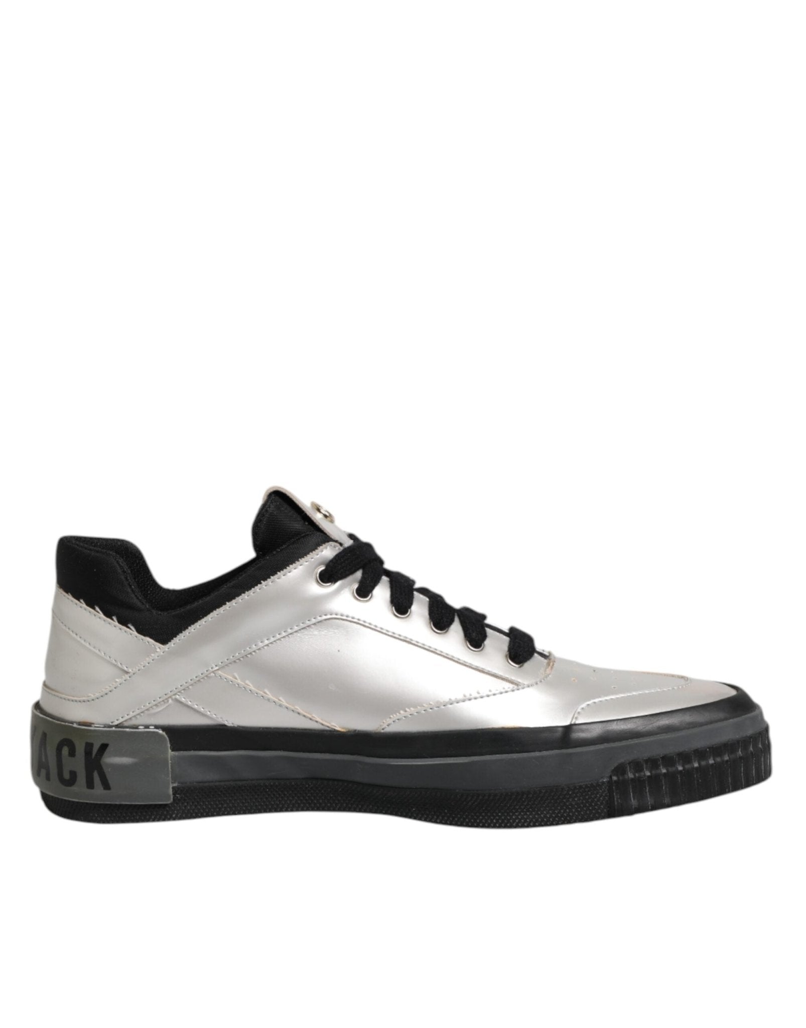 HIDE & JACK Silver Leather Lace Up Low Top Sneakers Shoes - RIMODA