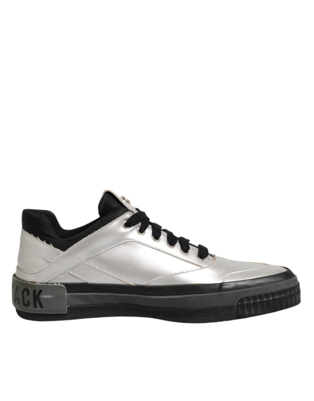 HIDE & JACK Silver Leather Lace Up Low Top Sneakers Shoes - RIMODA
