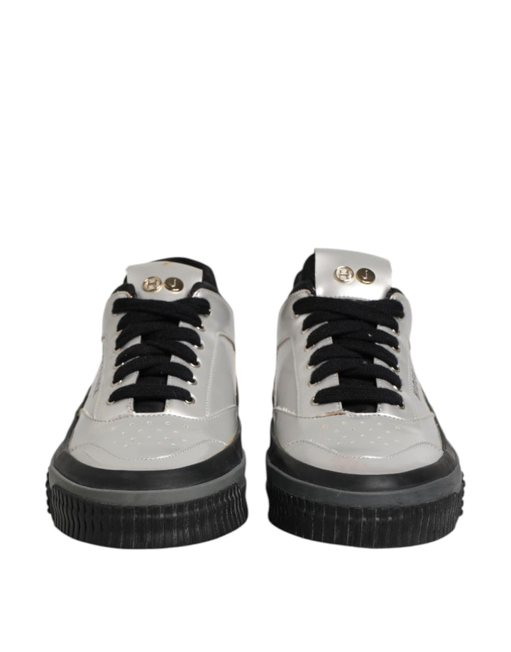 HIDE & JACK Silver Leather Lace Up Low Top Sneakers Shoes - RIMODA