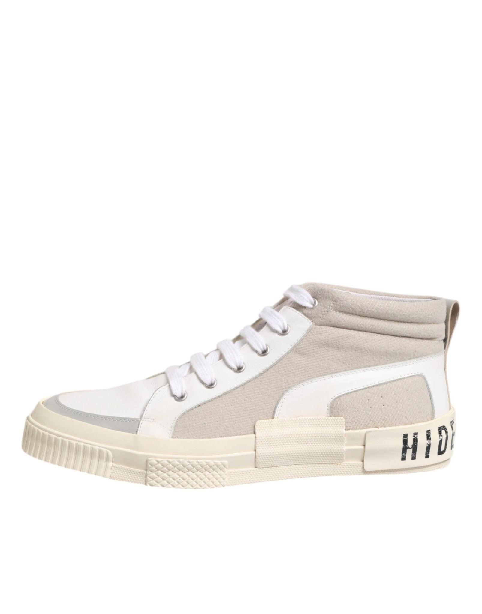 HIDE & JACK White Beige Lace Up Mid Top Casual Sneakers Shoes - RIMODA