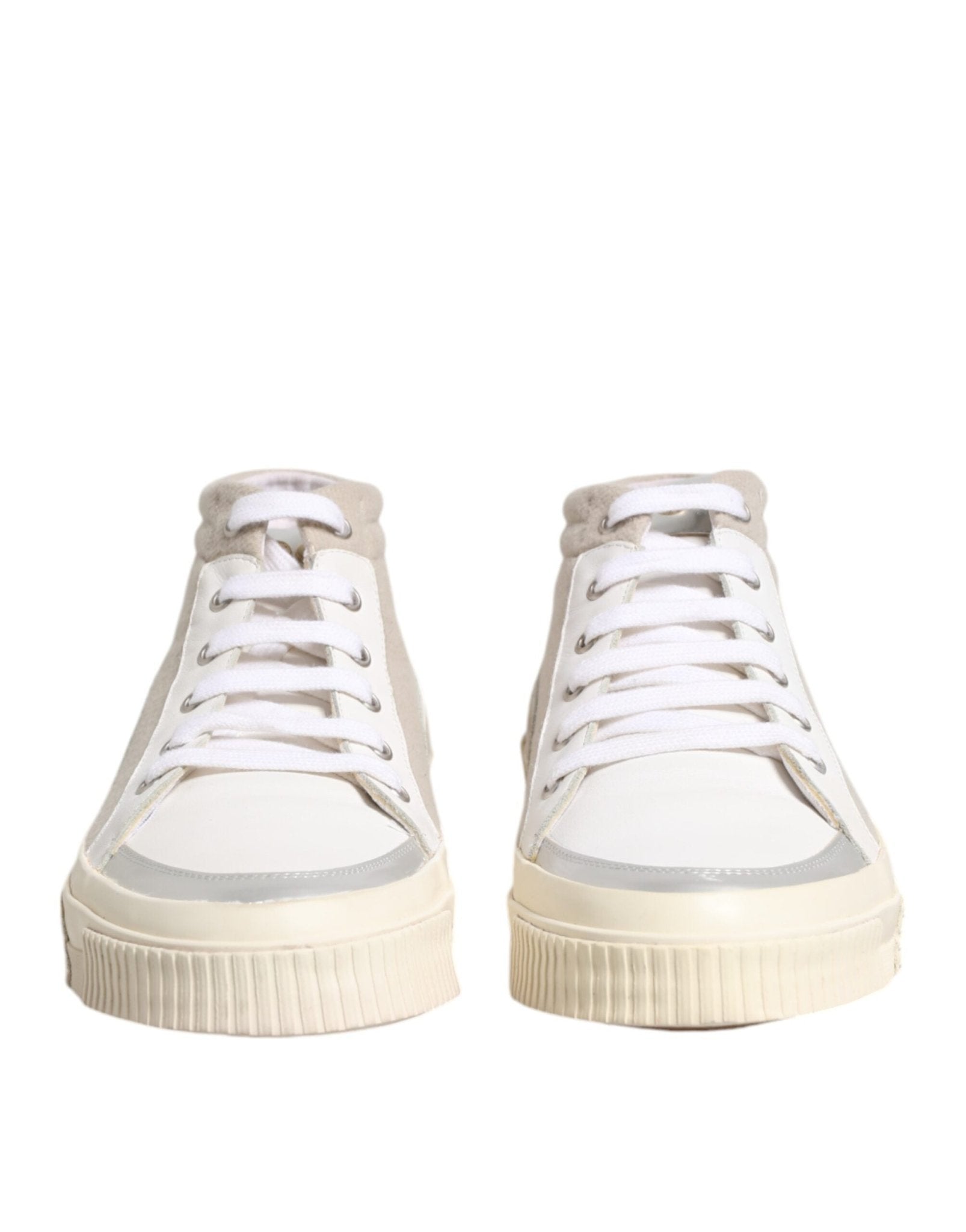 HIDE & JACK White Beige Lace Up Mid Top Casual Sneakers Shoes - RIMODA