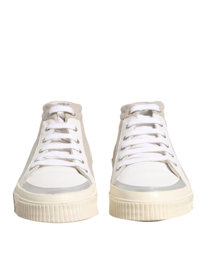 HIDE & JACK White Beige Lace Up Mid Top Casual Sneakers Shoes - RIMODA