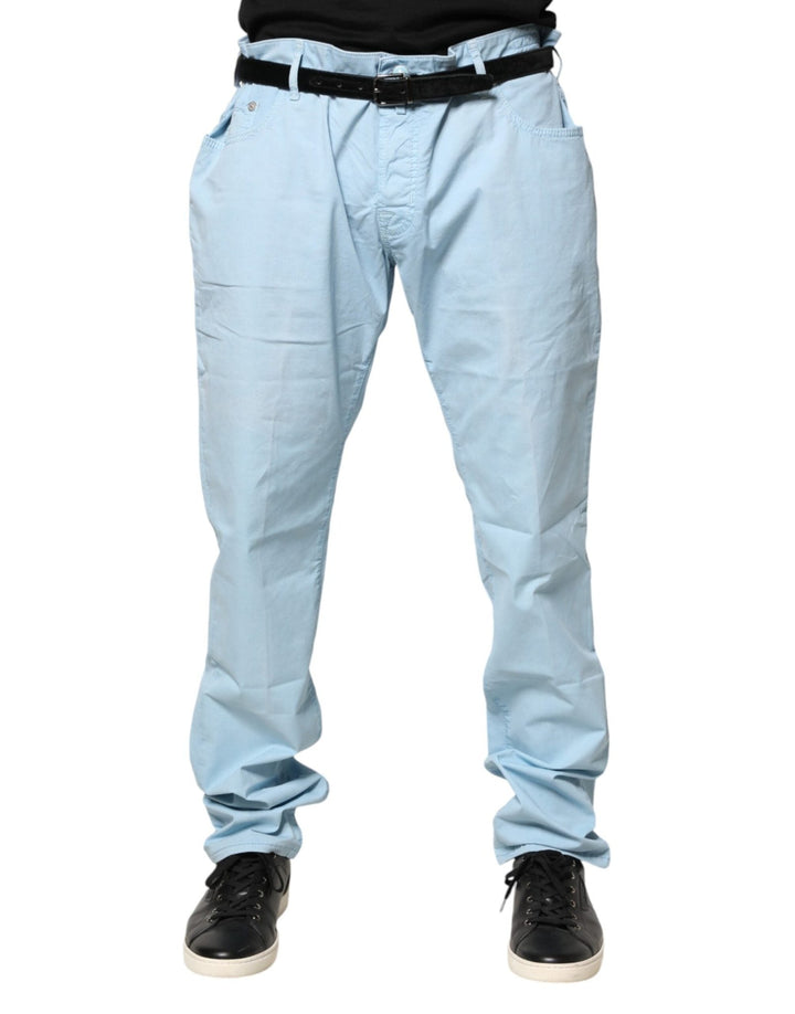 Jacob Cohen Light Blue Cotton Straight Fit Men Denim Jeans - RIMODA