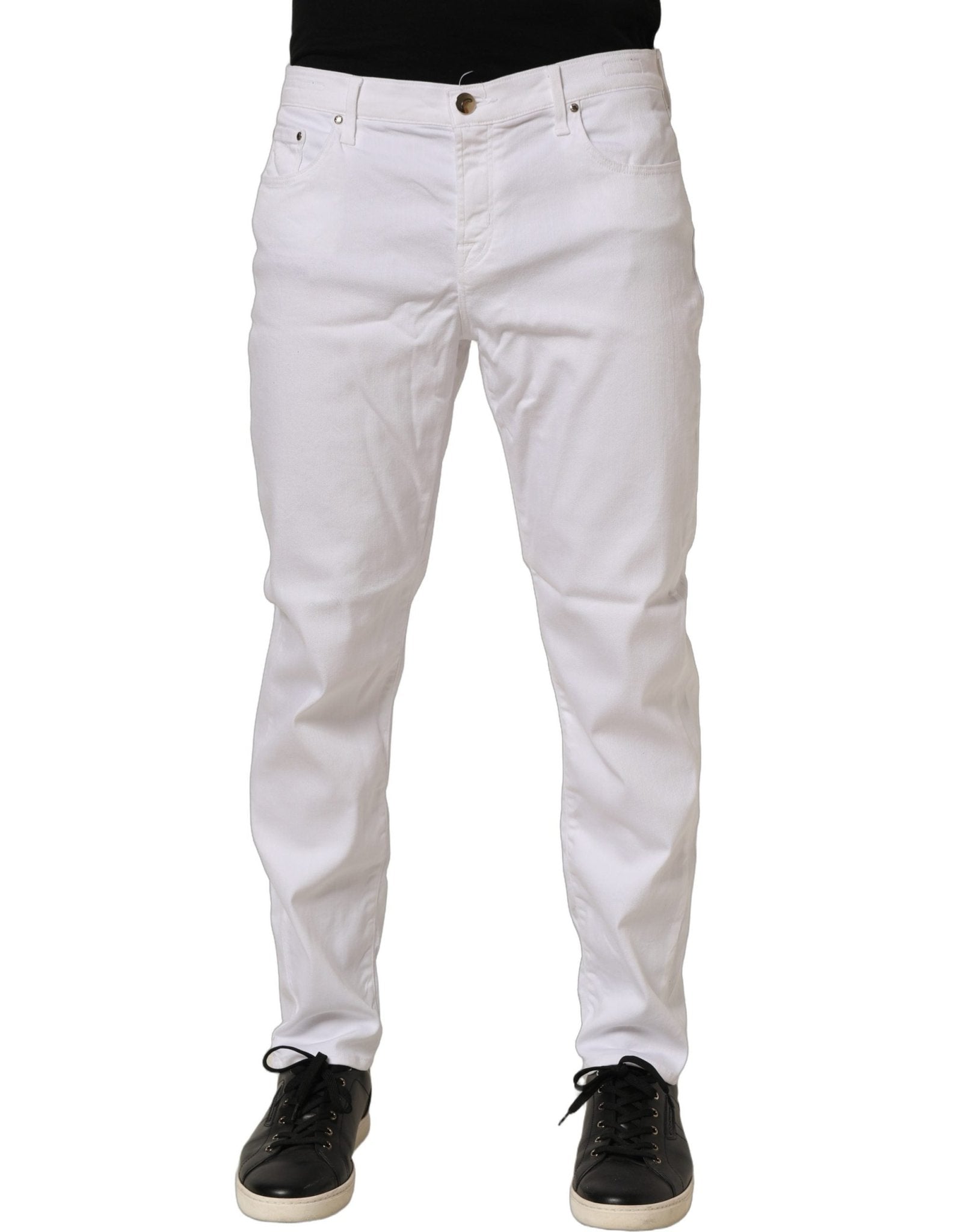 Jacob Cohen White Skinny Fit Mid Waist Men Denim Trouser Jeans - RIMODA