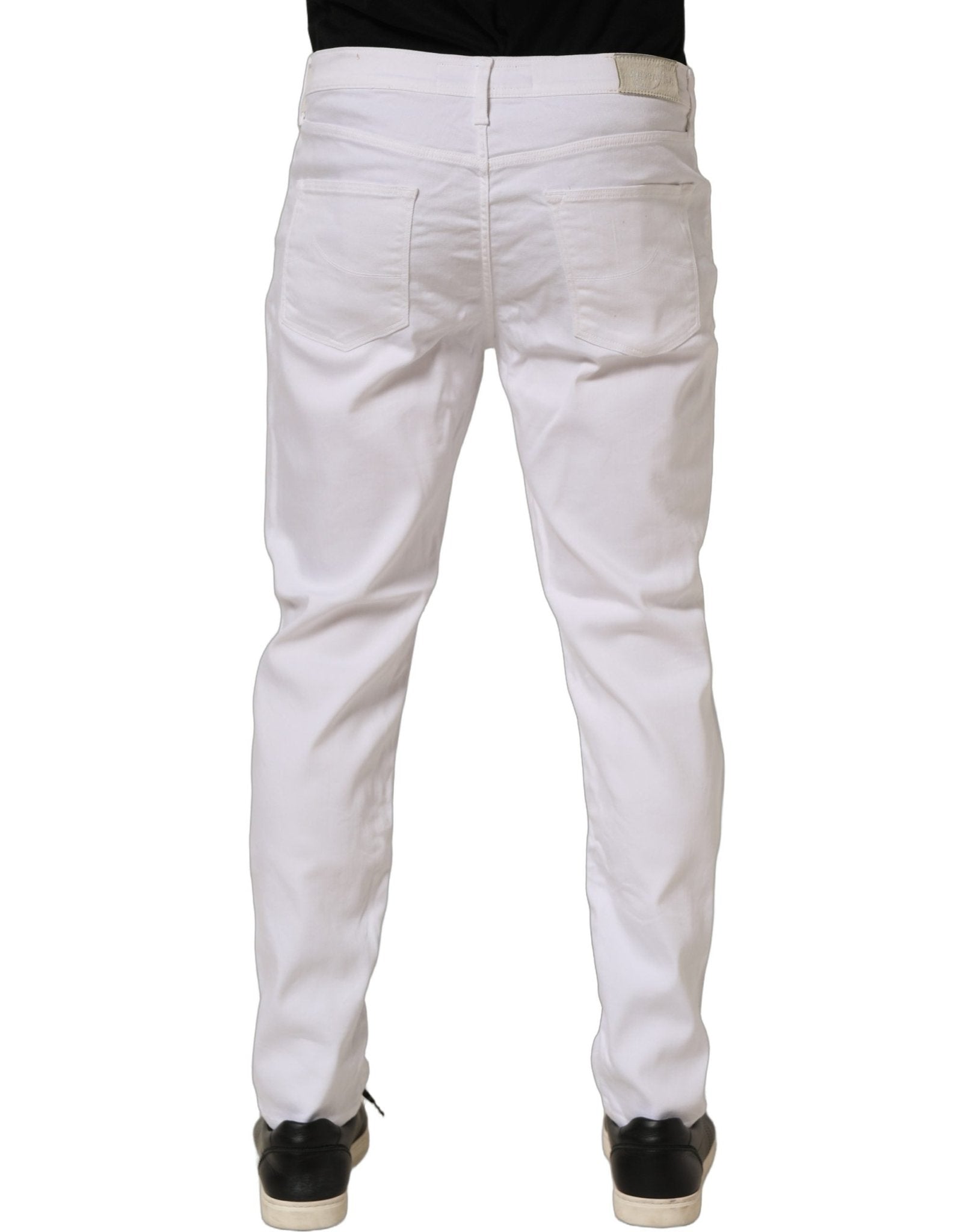 Jacob Cohen White Skinny Fit Mid Waist Men Denim Trouser Jeans - RIMODA