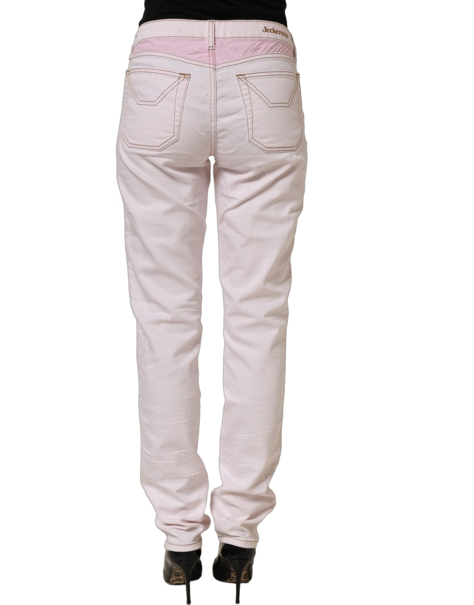 Jeckerson Light Pink Cotton Mid Waist Denim Trouser Jeans - RIMODA
