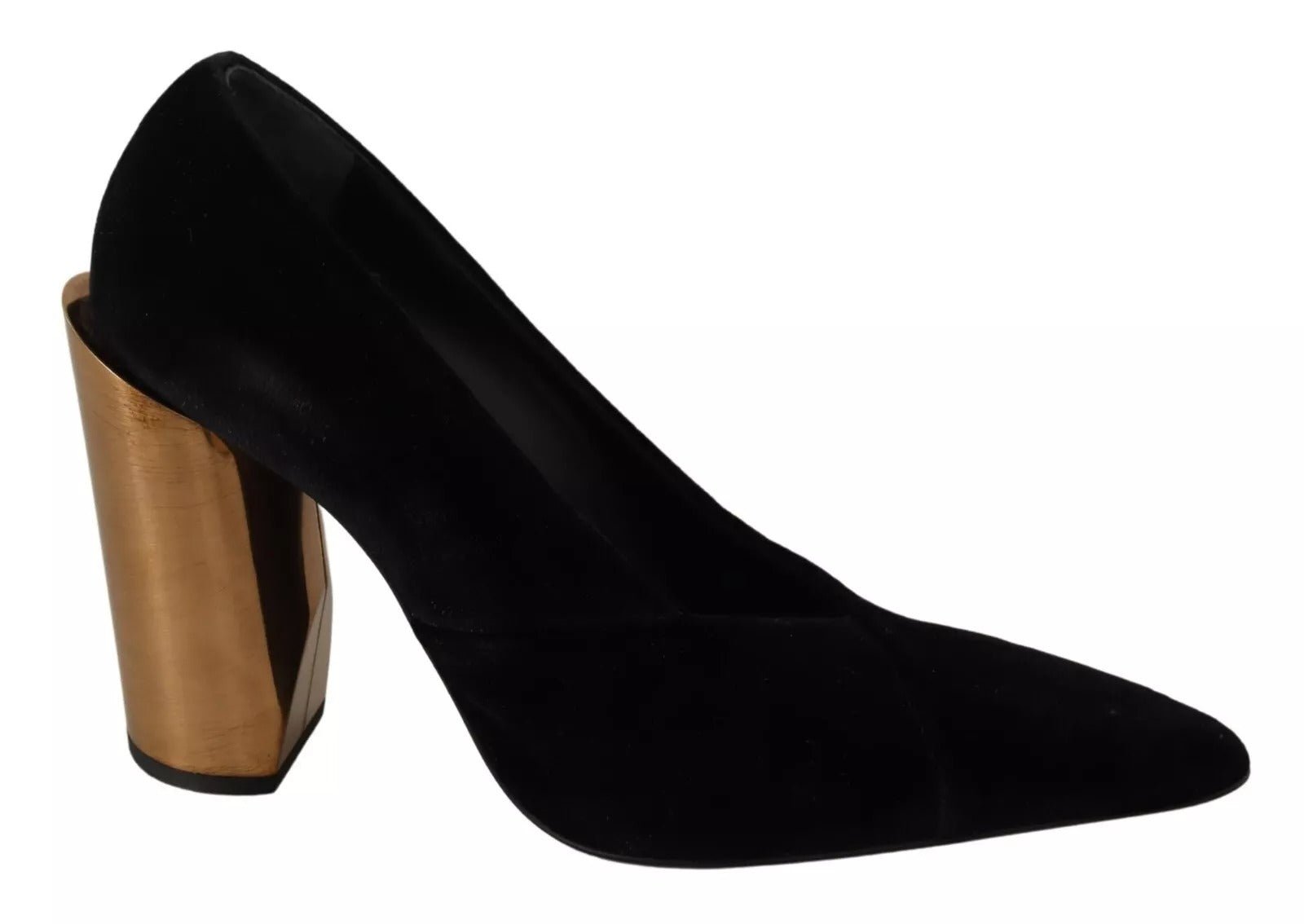 Jil Sander Black Leather Suede Block Heels Pumps Shoes - RIMODA