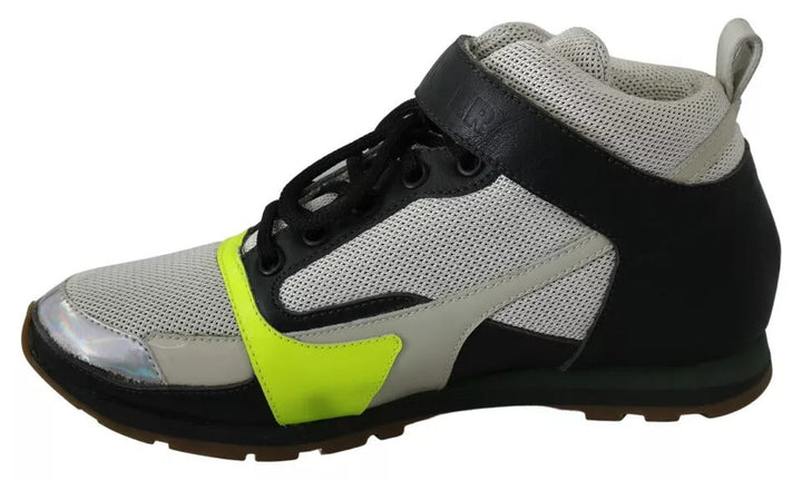 Jil Sander Fog Gray Neon Green Black Lace-Up Strap Shoes - RIMODA