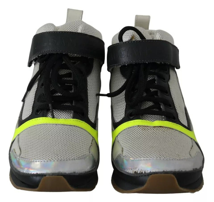 Jil Sander Fog Gray Neon Green Black Lace-Up Strap Shoes - RIMODA