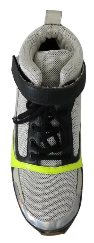 Jil Sander Fog Gray Neon Green Black Lace-Up Strap Shoes - RIMODA
