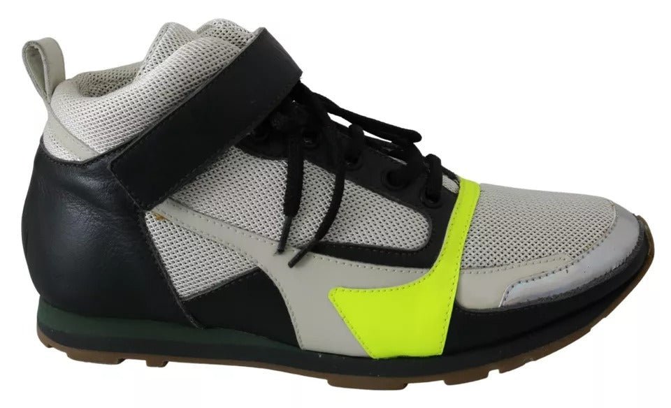 Jil Sander Fog Gray Neon Green Black Lace-Up Strap Shoes - RIMODA