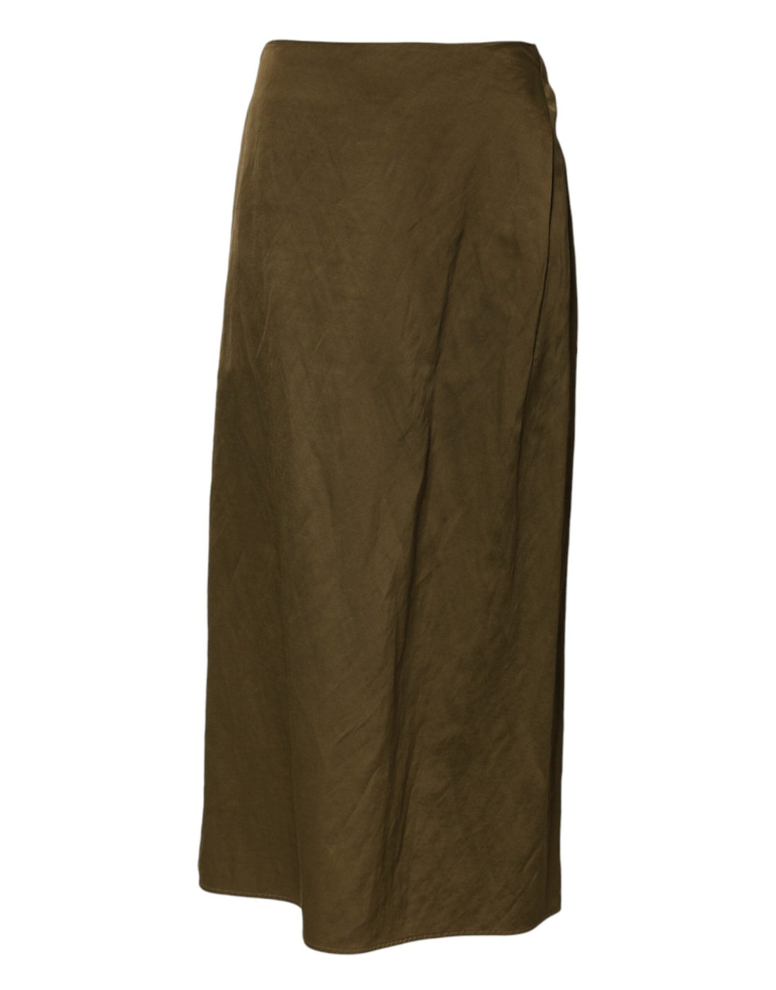 Jil Sander Olive Green Viscose A-line High Waist Midi Skirt - RIMODA